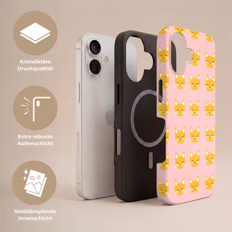 Katten - Patroon - Roze Toughcase MagSafe Apple iPhone 17 klein 1017 -USP_Lagen_DE