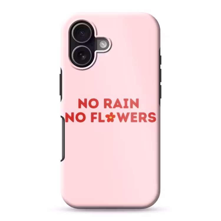 No rain no flowers - Minimalistisch - Roze - Bloem Toughcase MagSafe Apple iPhone 17 klein -3d