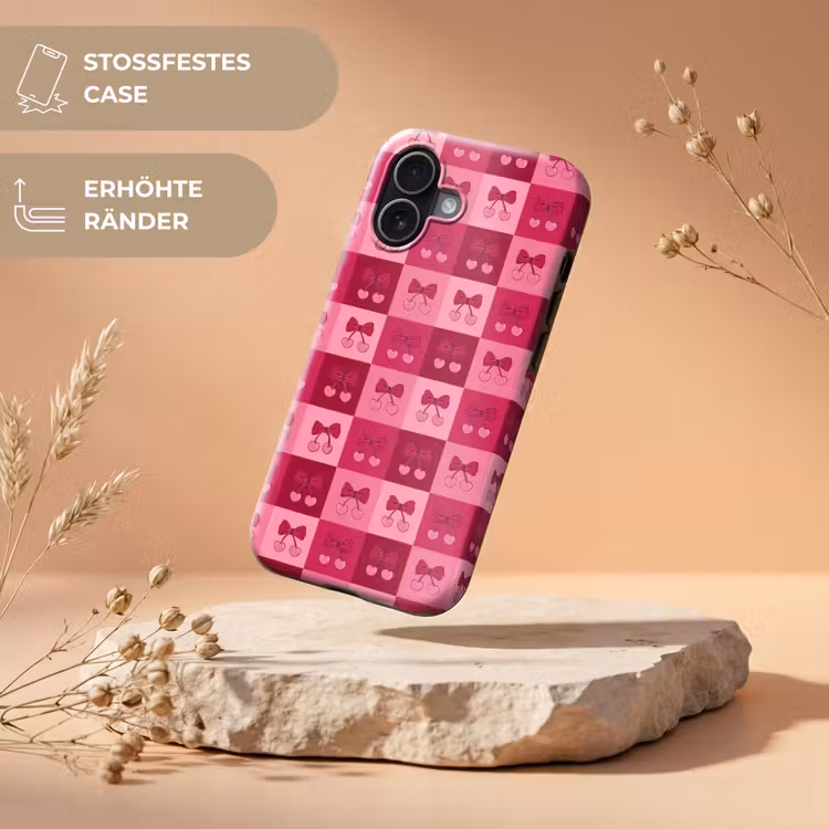 Kersen - Strikjes - Speels - Roze - Bordeaux Toughcase MagSafe Apple iPhone 17 klein 1017 -USP_RandenV_DE