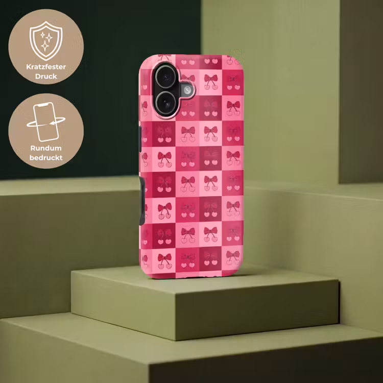 Kersen - Strikjes - Speels - Roze - Bordeaux Toughcase MagSafe Apple iPhone 17 klein 1017 -USP_PrintM_DE