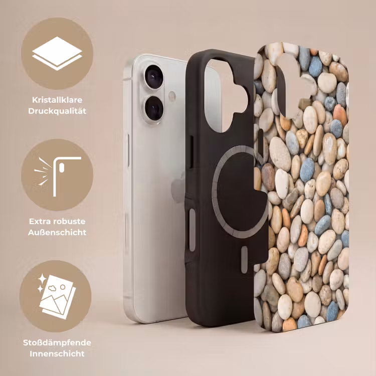 Kiezelstenen - Natuur - Textuur - Beige - Grijs Toughcase MagSafe Apple iPhone 17 klein -USP_Lagen_DE