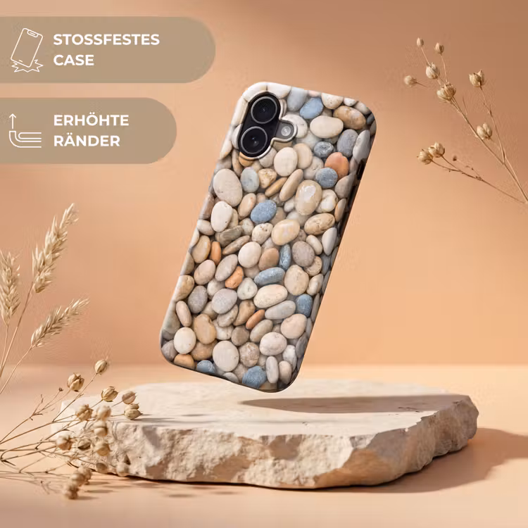 Kiezelstenen - Natuur - Textuur - Beige - Grijs Toughcase MagSafe Apple iPhone 17 klein -USP_RandenV_DE
