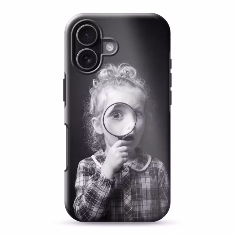 Kind - Vergrootglas - Portret - Zwart-wit Toughcase MagSafe Apple iPhone 17 klein -3d
