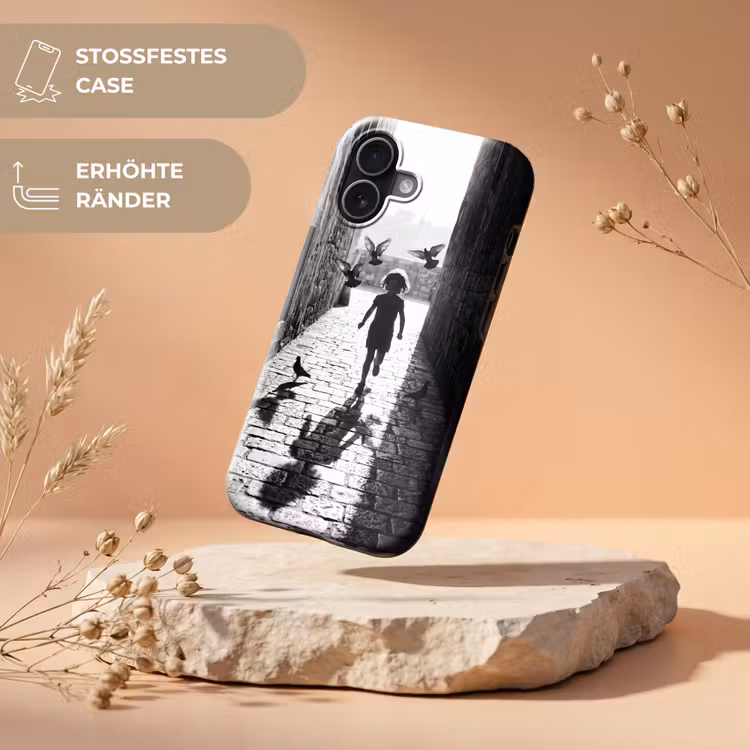 Kind - Vogel - Straat - Zwart-wit - Spelen Toughcase MagSafe Apple iPhone 17 klein -USP_RandenV_DE