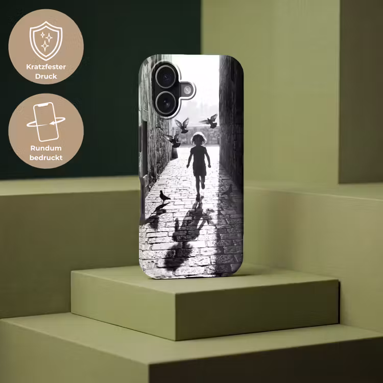 Kind - Vogel - Straat - Zwart-wit - Spelen Toughcase MagSafe Apple iPhone 17 klein -USP_PrintM_DE