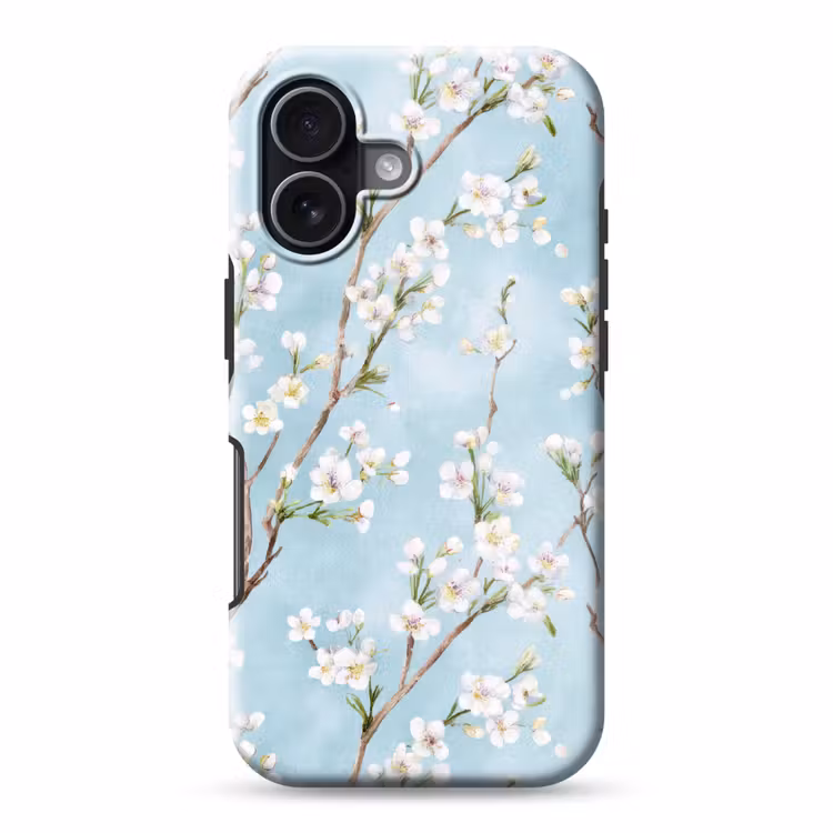 Kersenbloesem - Textuur - Blauw Toughcase MagSafe Apple iPhone 17 klein 1017 -3d