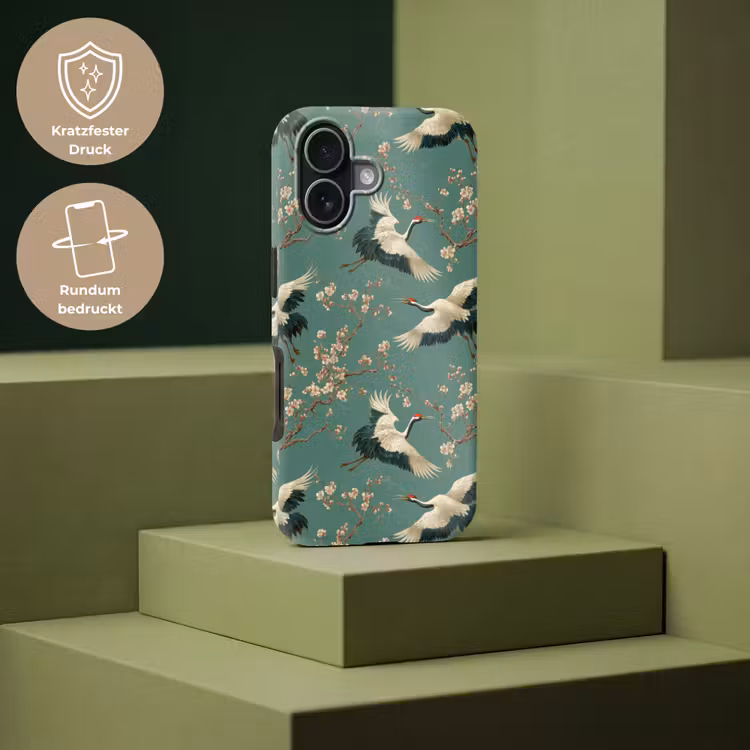 Kersenbloesem - Kraamvogels - Groen Toughcase MagSafe Apple iPhone 17 klein 1017 -USP_PrintM_DE