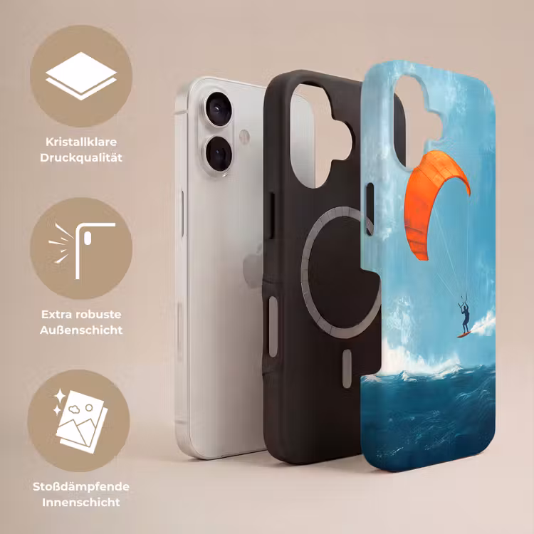 Kitesurfer - Oranje - Zee - Lucht Toughcase MagSafe Apple iPhone 17 klein -USP_Lagen_DE