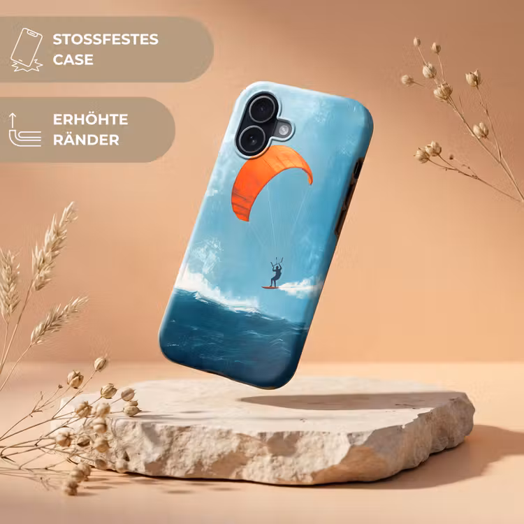 Kitesurfer - Oranje - Zee - Lucht Toughcase MagSafe Apple iPhone 17 klein -USP_RandenV_DE