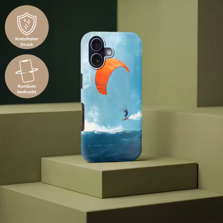 Kitesurfer - Oranje - Zee - Lucht Toughcase MagSafe Apple iPhone 17 klein -USP_PrintM_DE