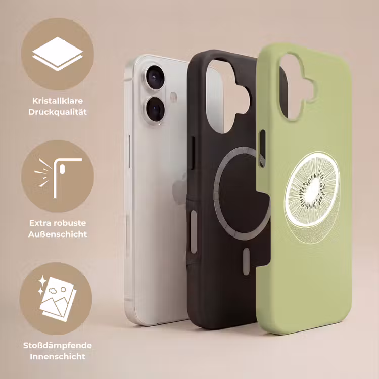 Kiwi - Lijntekening - Minimalistisch - Groen Toughcase MagSafe Apple iPhone 17 klein -USP_Lagen_DE