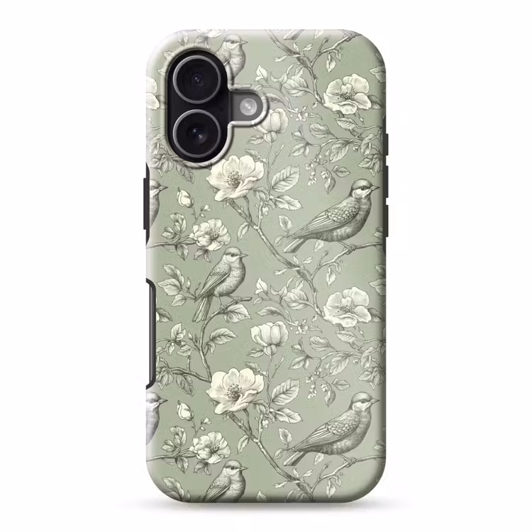 Klassiek - Botanisch - Groen Toughcase MagSafe Apple iPhone 17 klein 1017 -3d