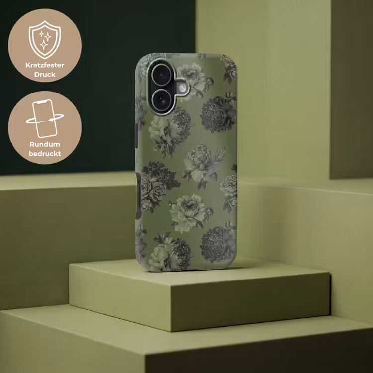 Klassiek - botanisch - olijfgroen - bloemen Toughcase MagSafe Apple iPhone 17 klein 1017 -USP_PrintM_DE