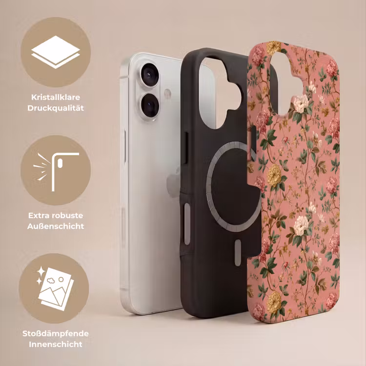 Klassiek - Botanisch - Roze Toughcase MagSafe Apple iPhone 17 klein 1017 -USP_Lagen_DE