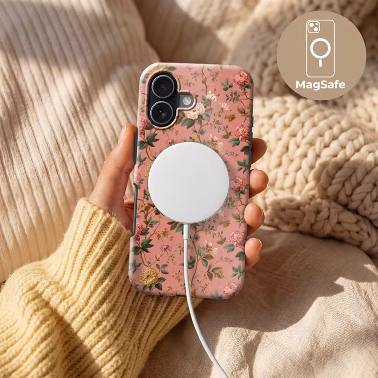 Klassiek - Botanisch - Roze Toughcase MagSafe Apple iPhone 17 klein 1017 -USP_MagsafeV