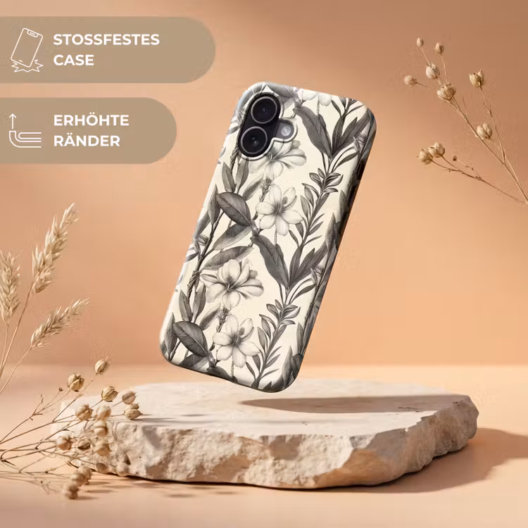 Klassiek - Botanisch - Zwart - Beige Toughcase MagSafe Apple iPhone 17 klein 1017 -USP_RandenV_DE