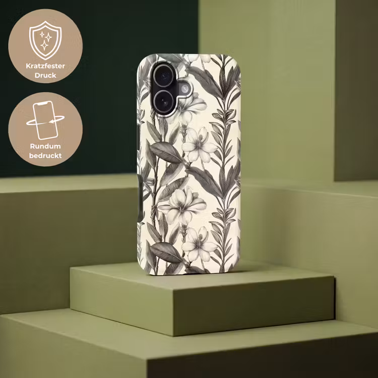 Klassiek - Botanisch - Zwart - Beige Toughcase MagSafe Apple iPhone 17 klein 1017 -USP_PrintM_DE