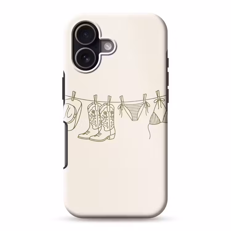 Kleding - Waslijn - Zomer - Lijntekening - Groen Toughcase MagSafe Apple iPhone 17 klein -3d