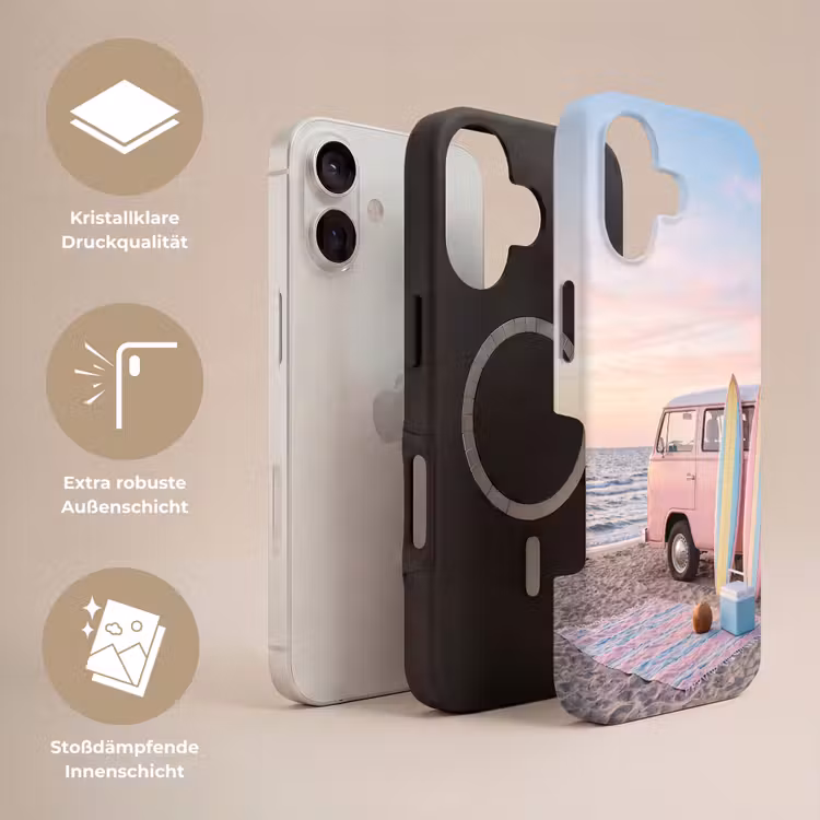 Busje - Strand - Surfplank - Zomer - Roze Toughcase MagSafe Apple iPhone 17 klein -USP_Lagen_DE