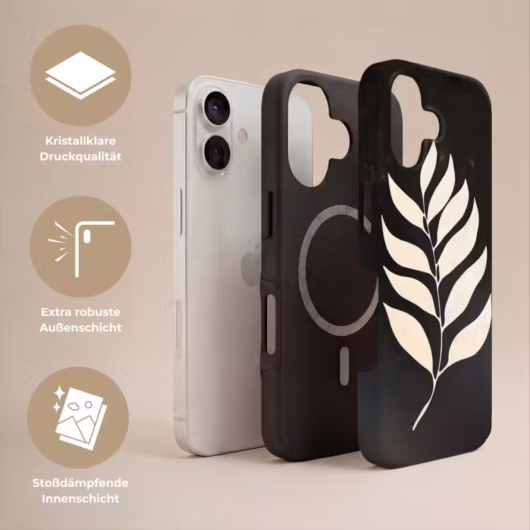 Blad - Wit - Minimalistisch Toughcase MagSafe Apple iPhone 17 klein -USP_Lagen_DE