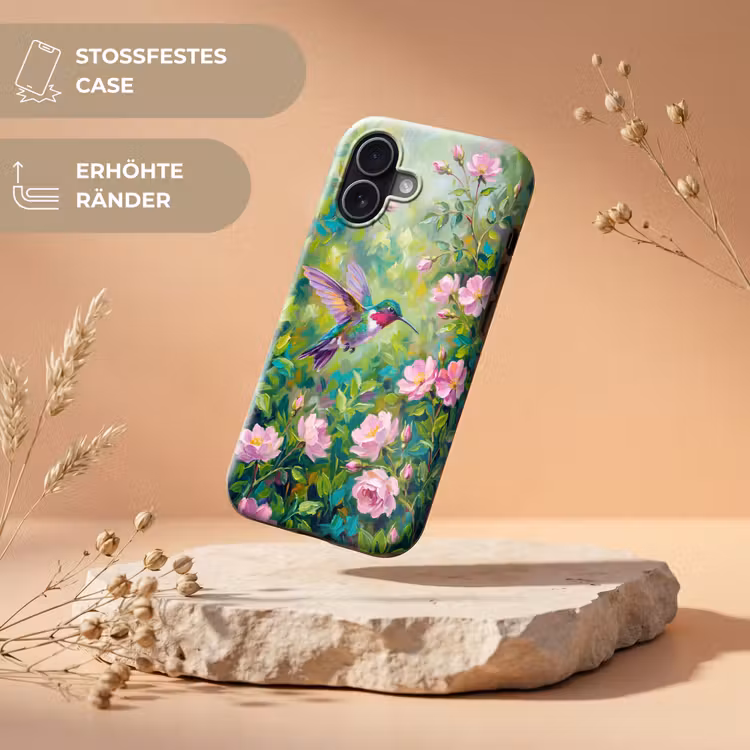 Kolibrie - Bloemen - Natuur - Kleurrijk Toughcase MagSafe Apple iPhone 17 klein -USP_RandenV_DE