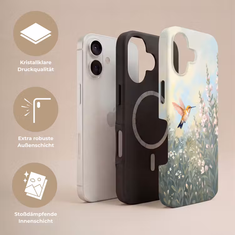 Kolibrie - Illustratie - Kleurrijk Toughcase MagSafe Apple iPhone 17 klein -USP_Lagen_DE