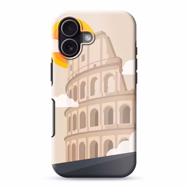 Colosseum - Zonsopgang - Rome - Architectuur - Beige Toughcase MagSafe Apple iPhone 17 klein -3d