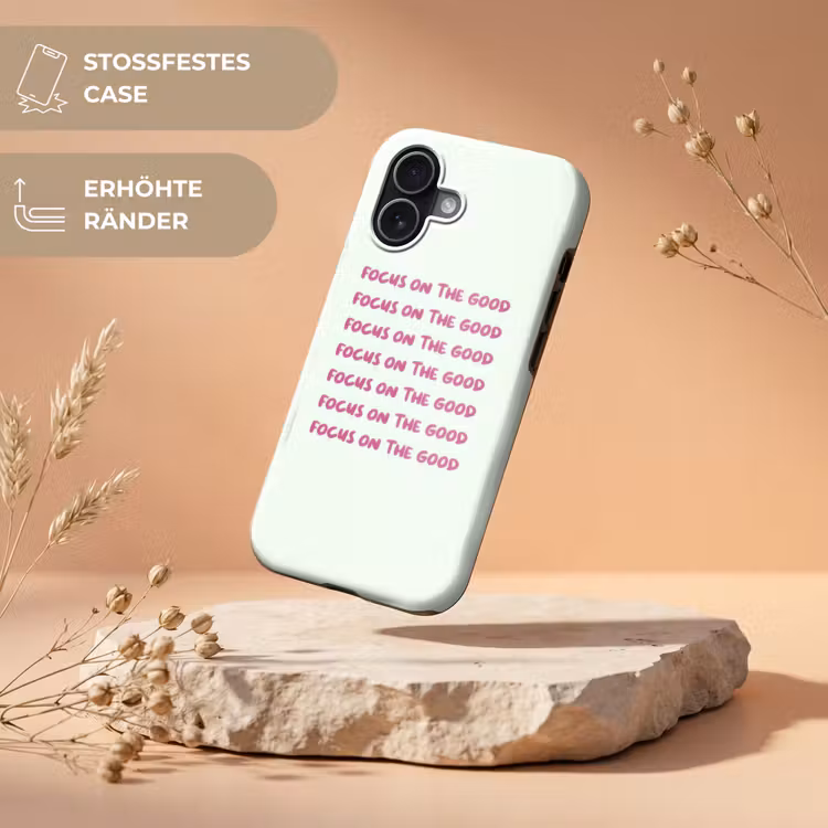 Focus on the good - Roze Toughcase MagSafe Apple iPhone 17 klein -USP_RandenV_DE