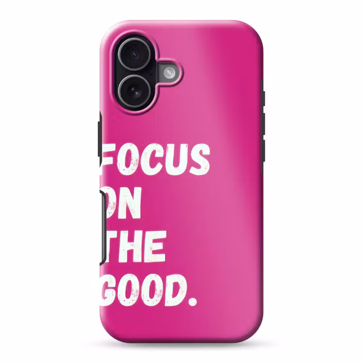 Focus on the good - Roze - Simple Toughcase MagSafe Apple iPhone 17 klein -3d