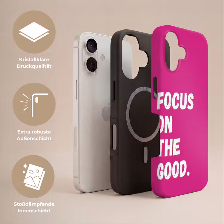 Focus on the good - Roze - Simple Toughcase MagSafe Apple iPhone 17 klein -USP_Lagen_DE