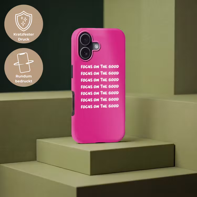 Focus on the good - Roze - wit Toughcase MagSafe Apple iPhone 17 klein -USP_PrintM_DE