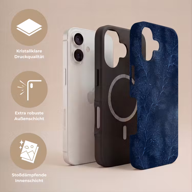 Koraal - Takken - Patroon - Nachtblauw Toughcase MagSafe Apple iPhone 17 klein 1017 -USP_Lagen_DE