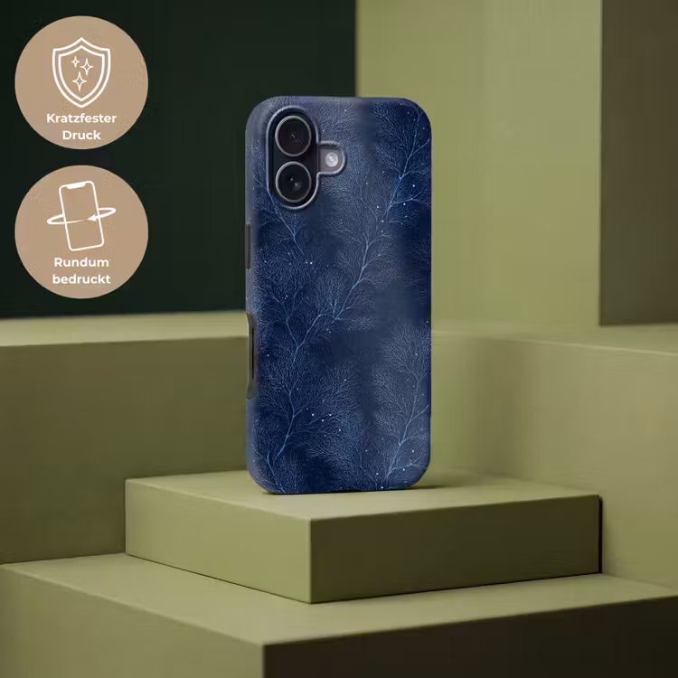 Koraal - Takken - Patroon - Nachtblauw Toughcase MagSafe Apple iPhone 17 klein 1017 -USP_PrintM_DE