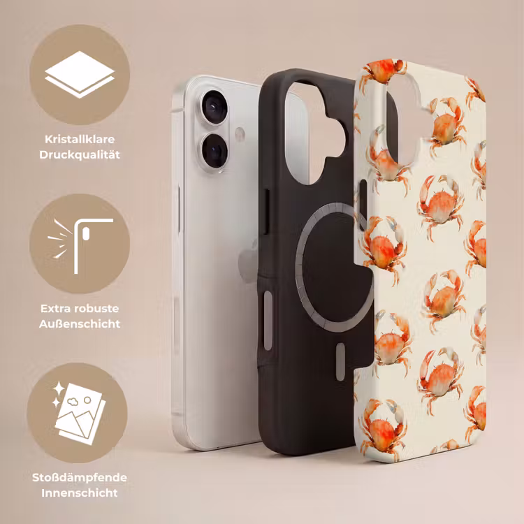 Krabben - Patroon - Oranje Toughcase MagSafe Apple iPhone 17 klein 1017 -USP_Lagen_DE