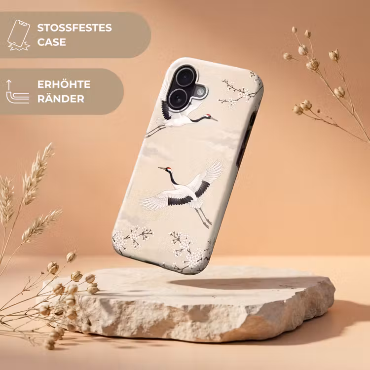 Kraanvogels - Bloesem - Beige Toughcase MagSafe Apple iPhone 17 klein -USP_RandenV_DE