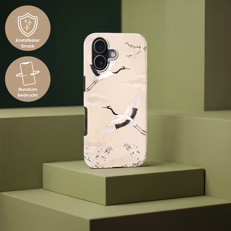 Kraanvogels - Bloesem - Beige Toughcase MagSafe Apple iPhone 17 klein -USP_PrintM_DE