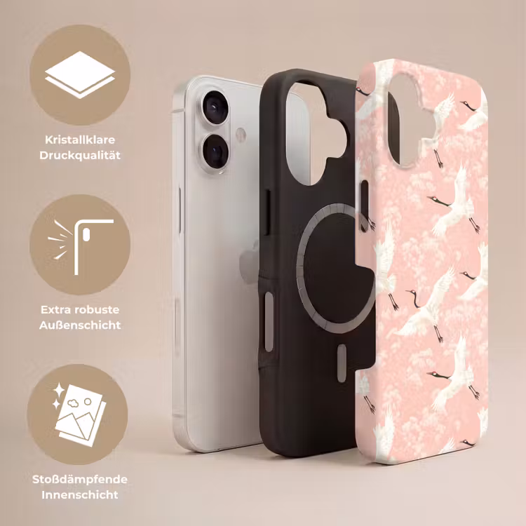 Kraanvogels - Bloesem - Roze Toughcase MagSafe Apple iPhone 17 klein 1017 -USP_Lagen_DE