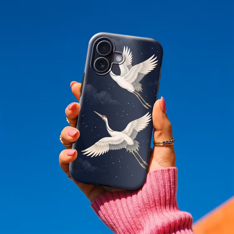 Kraanvogels - Nachthemel - Blauw Toughcase MagSafe Apple iPhone 17 klein -Sfeer1V