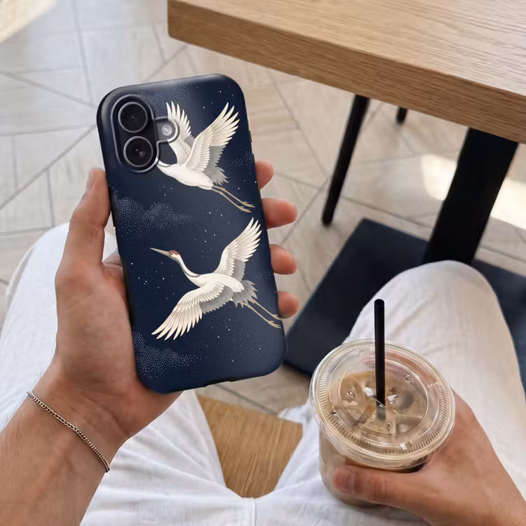 Kraanvogels - Nachthemel - Blauw Toughcase MagSafe Apple iPhone 17 klein -Sfeer1M