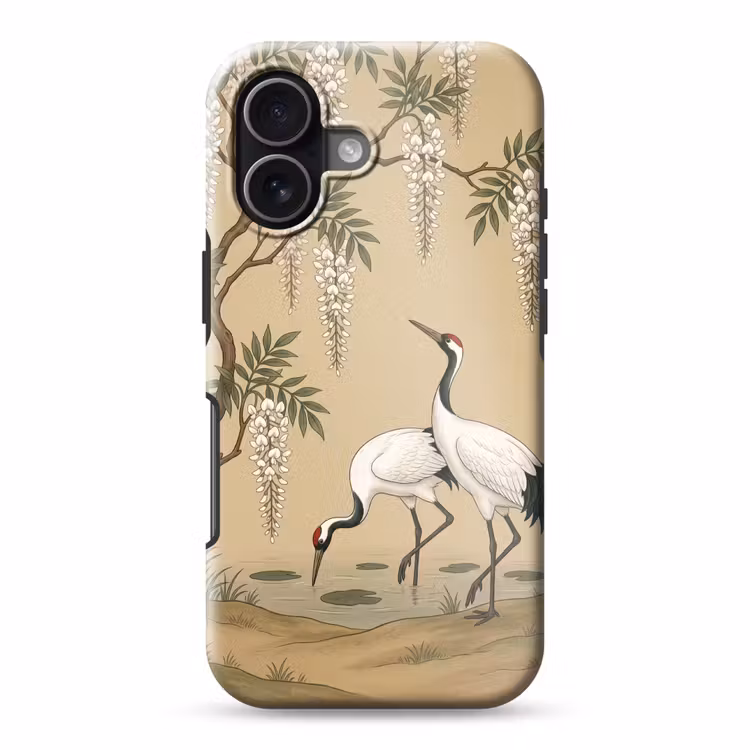 Kraanvogels - Water - Beige Toughcase MagSafe Apple iPhone 17 klein -3d