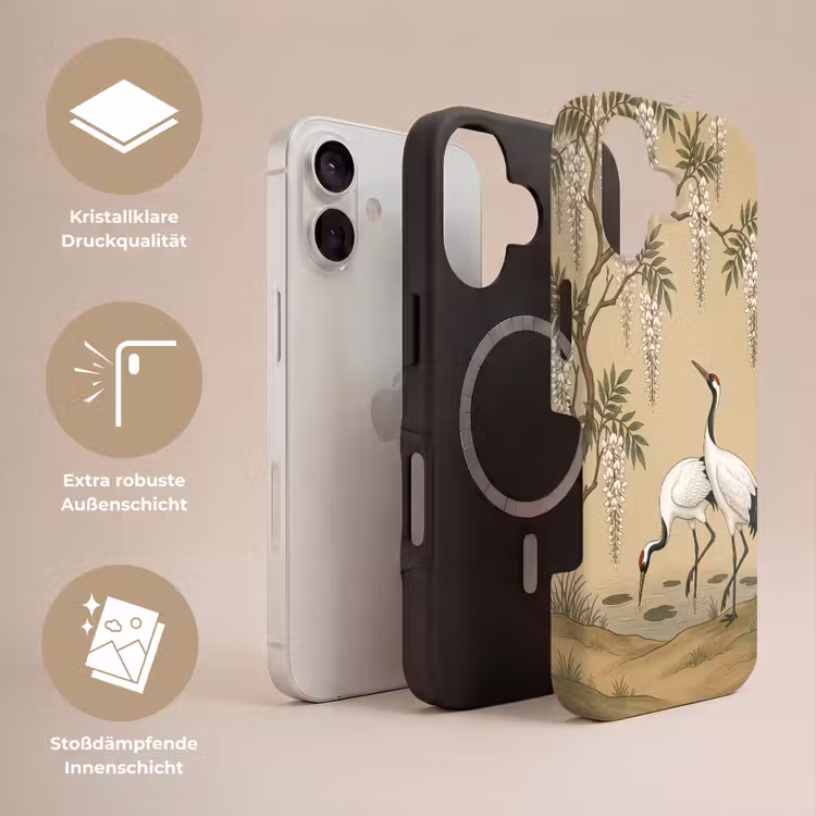 Kraanvogels - Water - Beige Toughcase MagSafe Apple iPhone 17 klein -USP_Lagen_DE