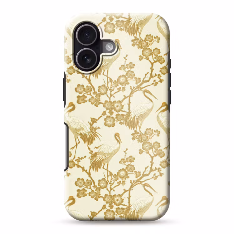 Kraanvogels - Kersenbloesem - Goud Toughcase MagSafe Apple iPhone 17 klein 1017 -3d