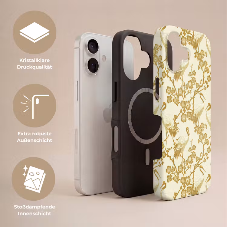 Kraanvogels - Kersenbloesem - Goud Toughcase MagSafe Apple iPhone 17 klein 1017 -USP_Lagen_DE