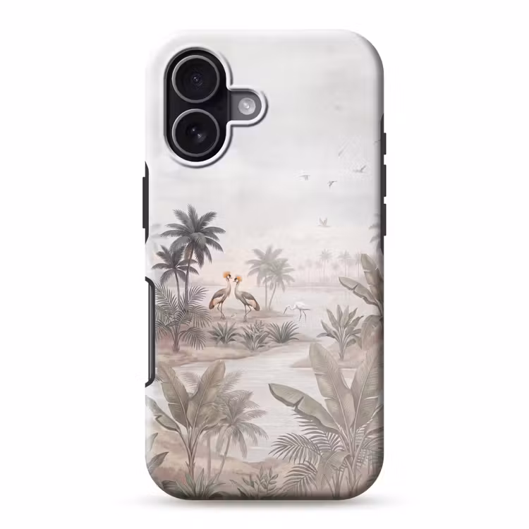 Kraanvogels - Palmbomen - Tropisch Toughcase MagSafe Apple iPhone 17 klein -3d