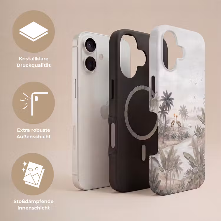 Kraanvogels - Palmbomen - Tropisch Toughcase MagSafe Apple iPhone 17 klein -USP_Lagen_DE