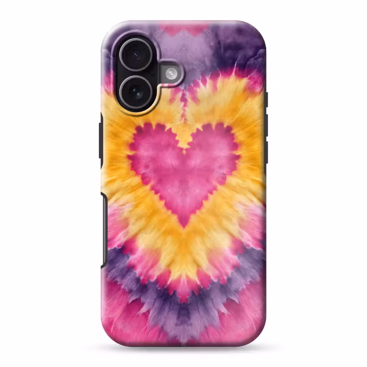 Tie dye - Hartvorm - Vlammen - Oranje Toughcase MagSafe Apple iPhone 17 klein -3d