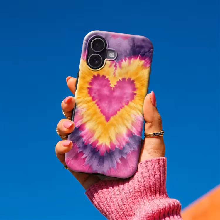 Tie dye - Hartvorm - Vlammen - Oranje Toughcase MagSafe Apple iPhone 17 klein -Sfeer1V