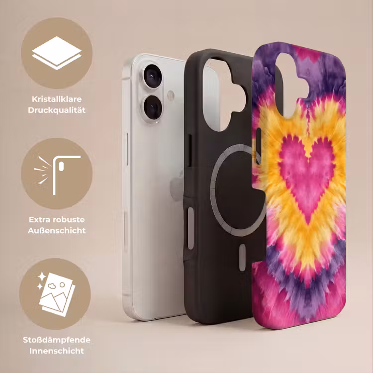 Tie dye - Hartvorm - Vlammen - Oranje Toughcase MagSafe Apple iPhone 17 klein -USP_Lagen_DE
