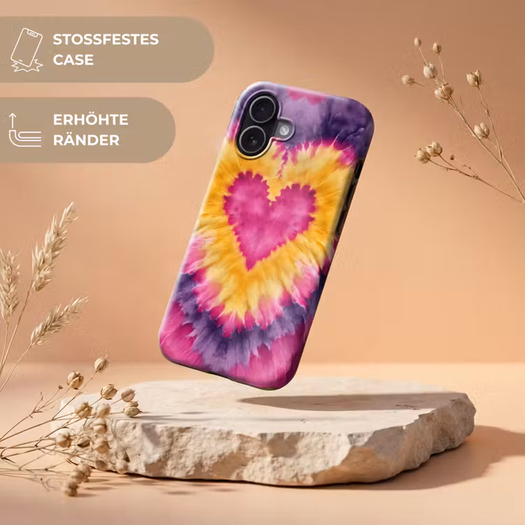 Tie dye - Hartvorm - Vlammen - Oranje Toughcase MagSafe Apple iPhone 17 klein -USP_RandenV_DE