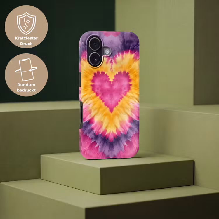 Tie dye - Hartvorm - Vlammen - Oranje Toughcase MagSafe Apple iPhone 17 klein -USP_PrintM_DE